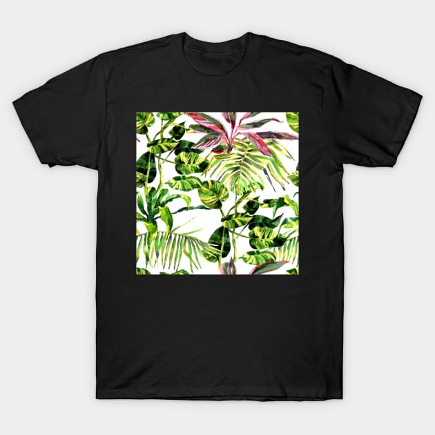 Watercolor tropical leaves and plants T-Shirt by Olga Berlet